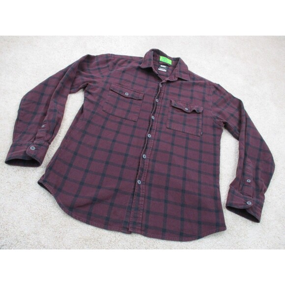Nike Shirt Men Small Red Blue Flannel Plaid Cotton Skater Casual Button Up - Picture 2 of 10